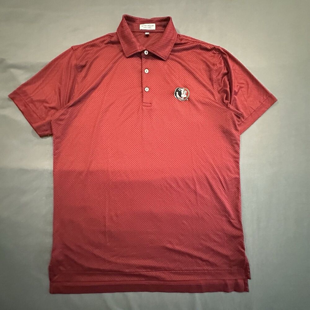 Peter Millar Summer Comfort Florida Seminoles Polo Red Geometric Shirt Mens M